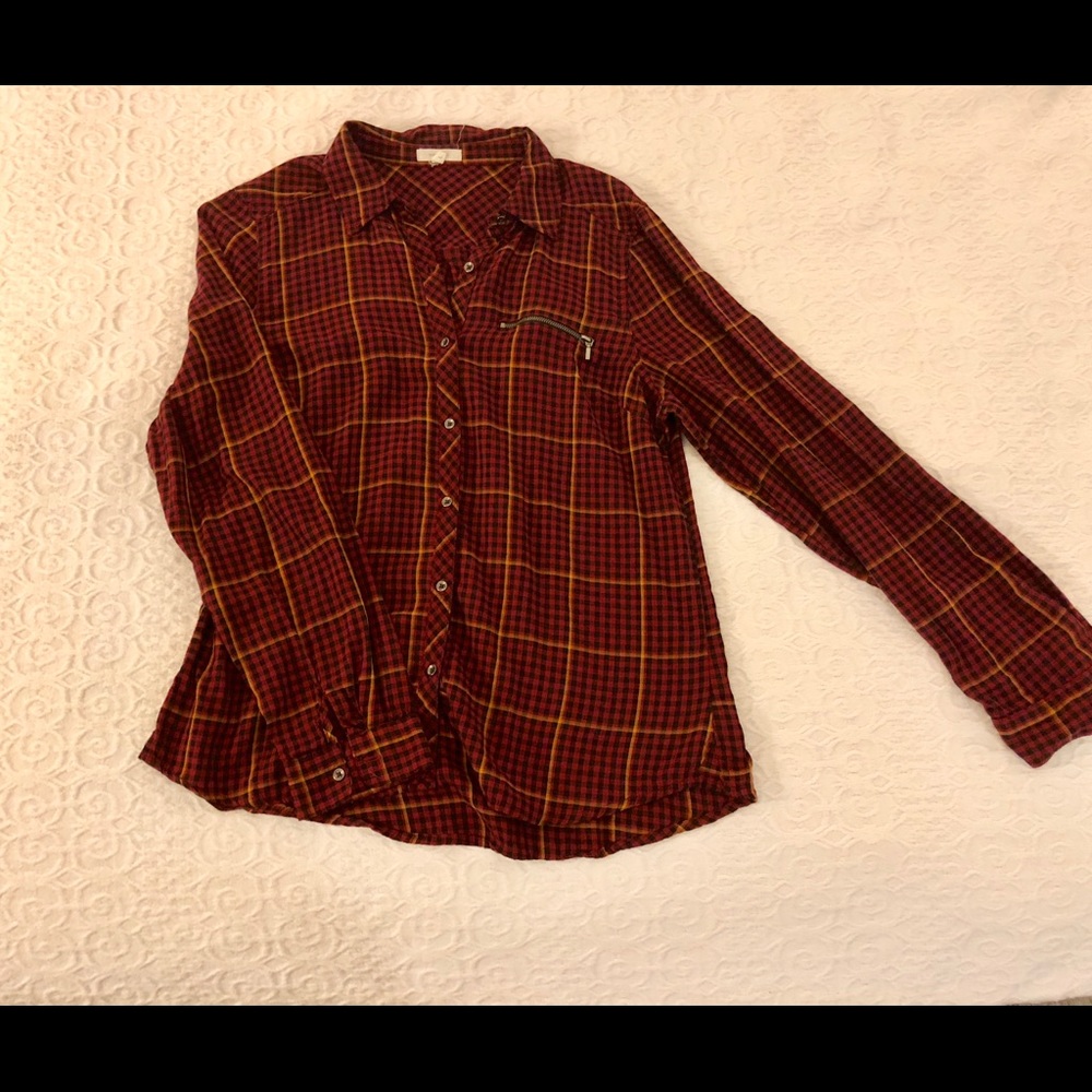 Dark red/orange plaid shirt